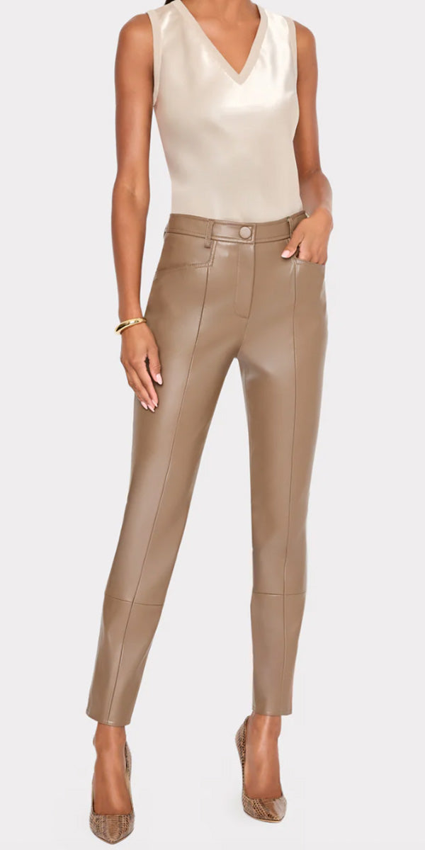 Milly Satin Knit Combo V-Neck Top