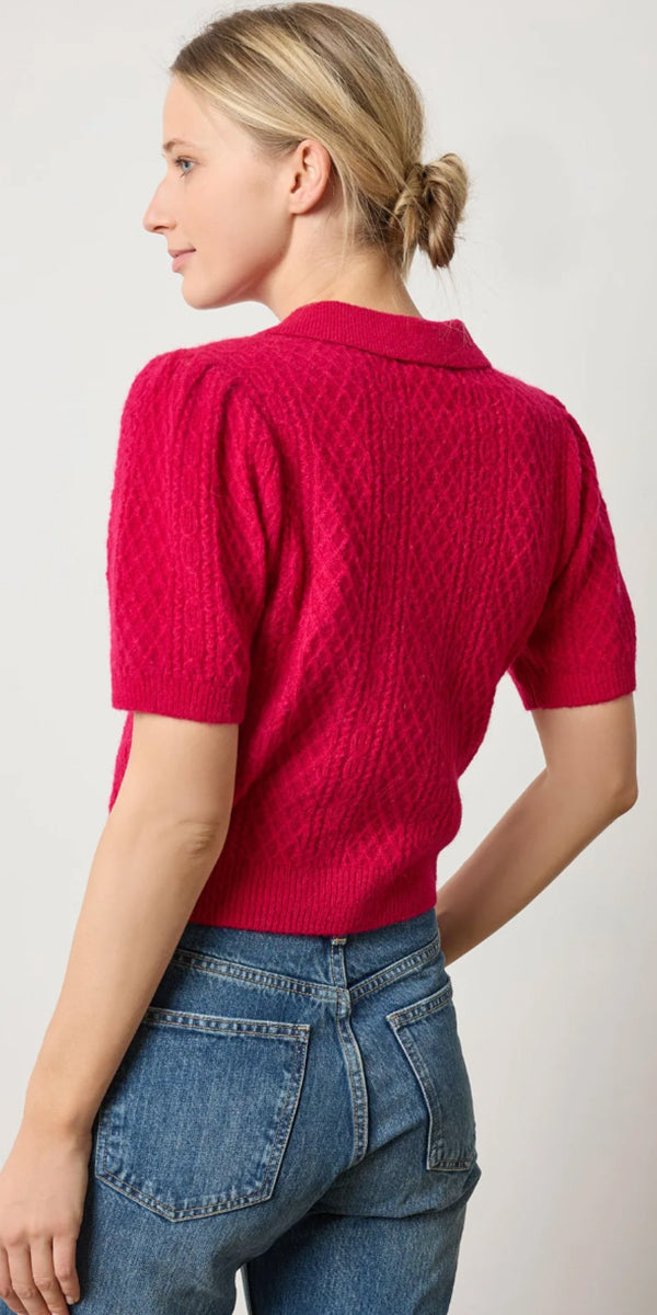 Lilla P Mixed Stitch Elbow Sleeve Polo