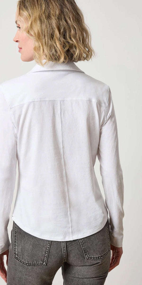 Lilla P Split Collar Button Down Top
