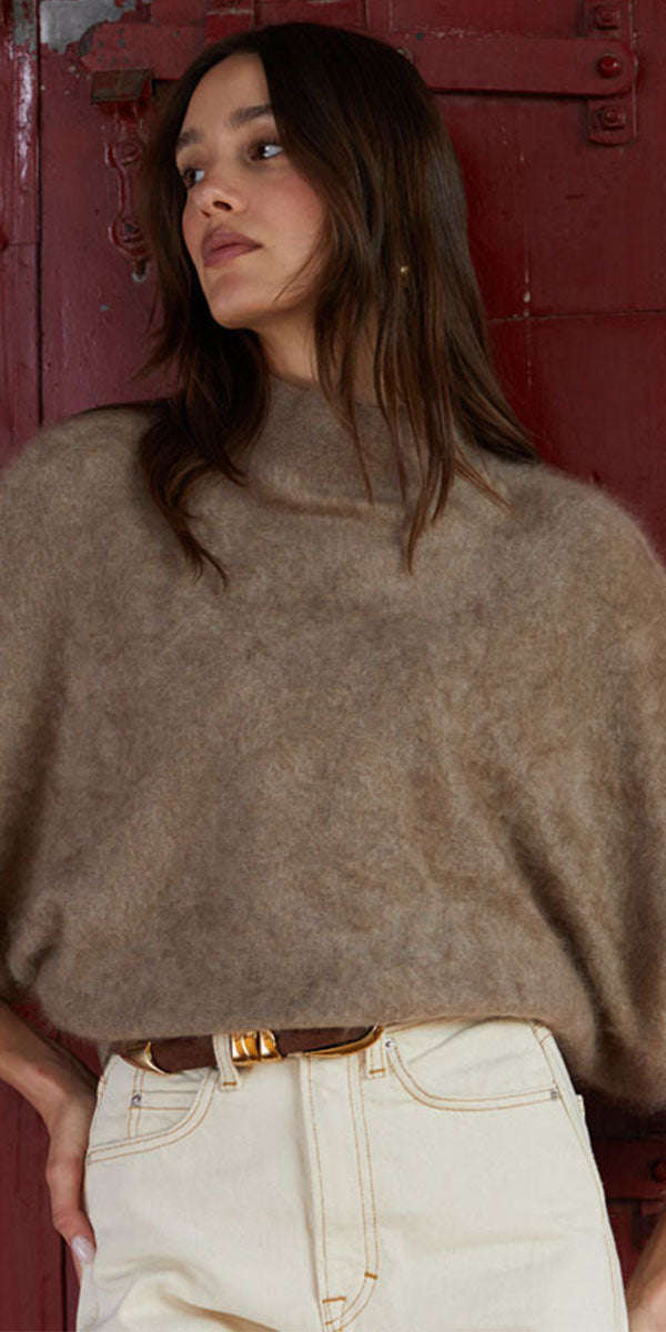 Autumn Cashmere Puff Slv Dolman Sweater