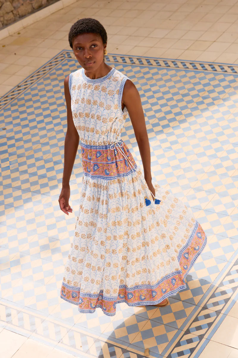 Oliphant Sleeveless Piped Maxi Dress