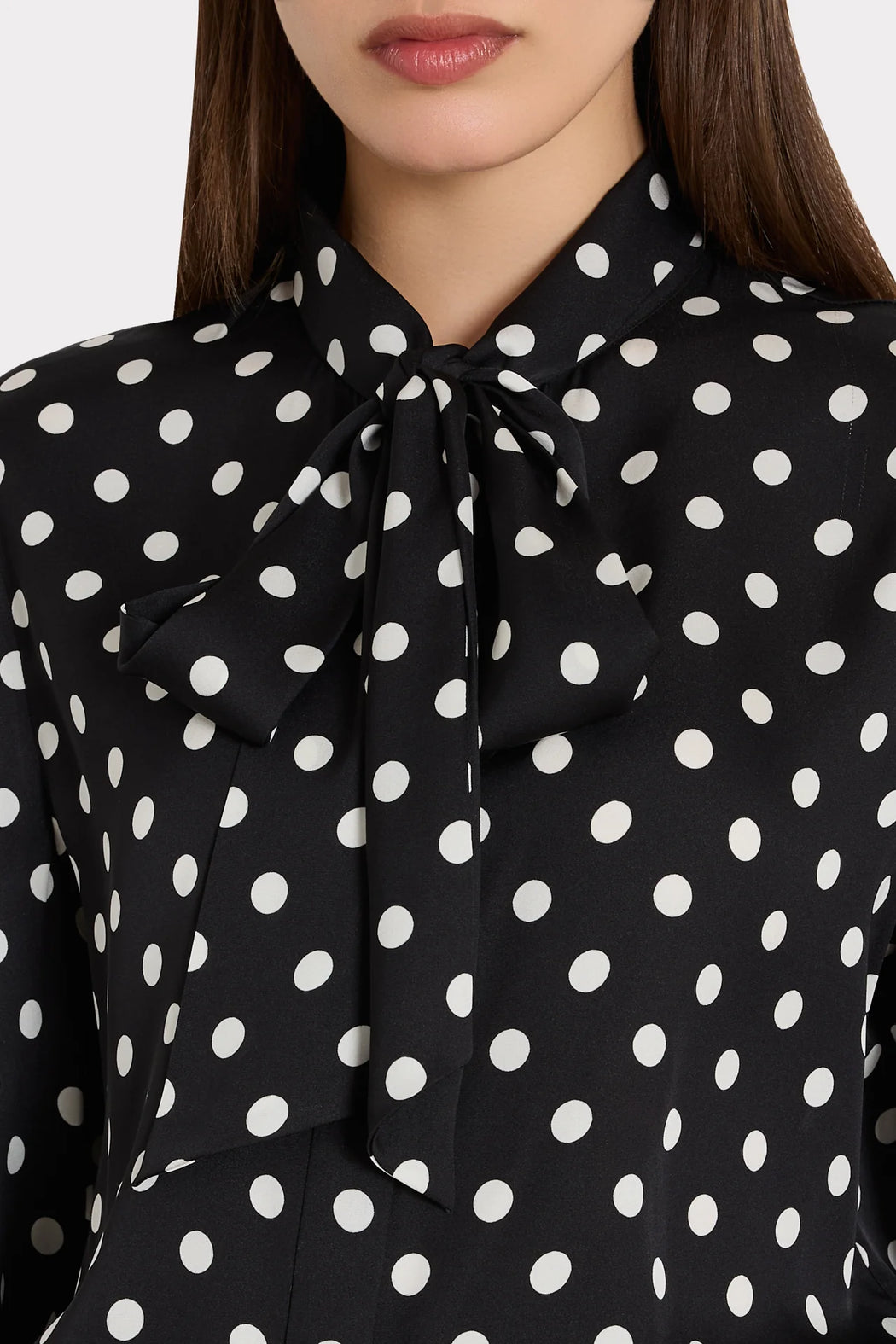 Milly Tie Neck Polka Dot Blouse