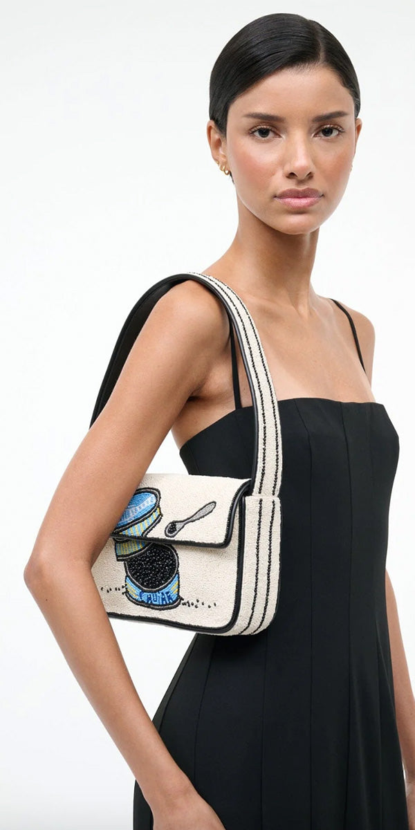 Staud Tommy Beaded Bag Caviar Dreams