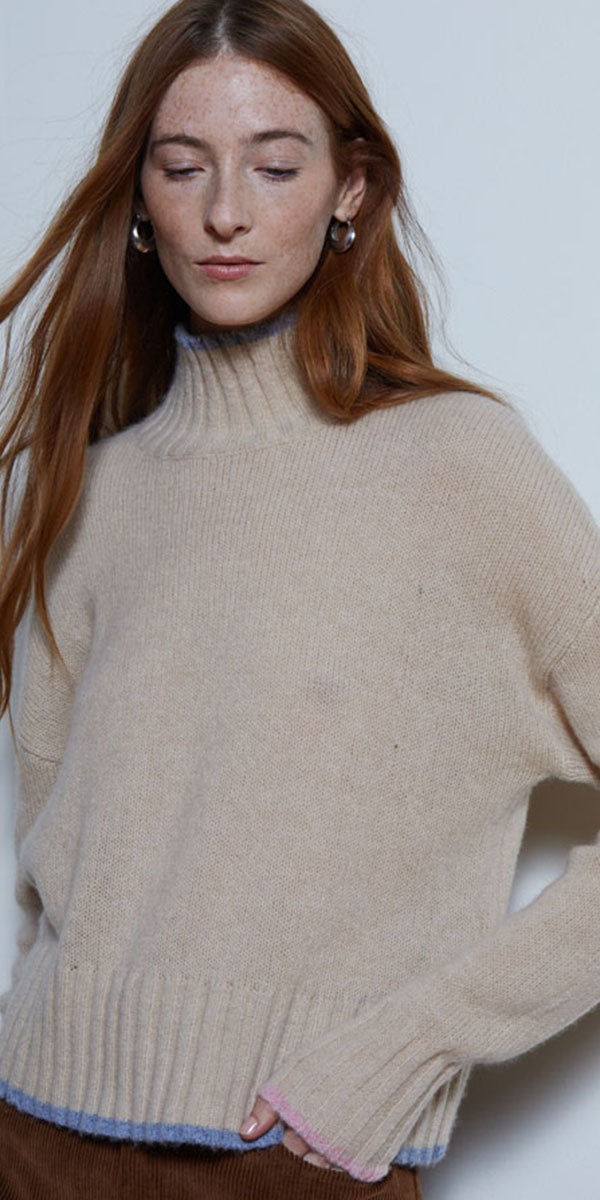 Autumn Cashmere Mockneck Colorblock Tipping