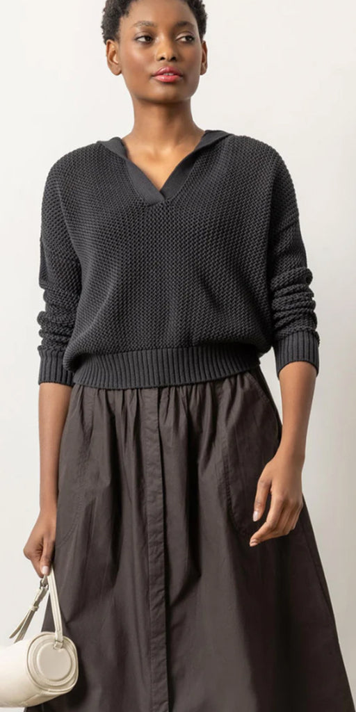 Lilla P Hooded Split Neck Sweater