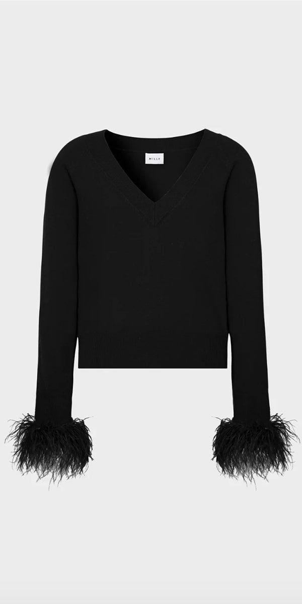 Milly Feather Cuff Sweater