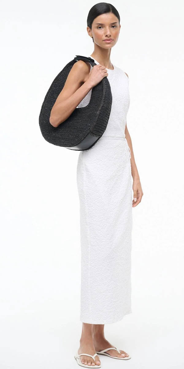 Staud Large Raffia Moon Tote