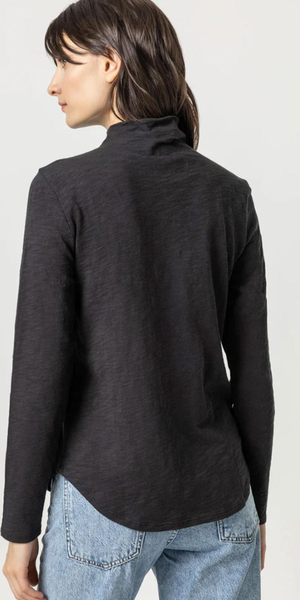Lilla P Shirttail Hem Funnel Neck