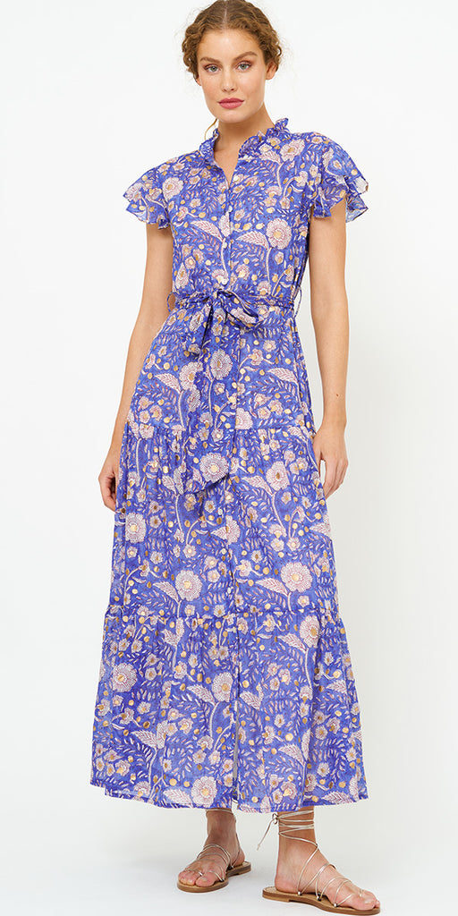 Oliphant Ruffle Collar Button Maxi Dress