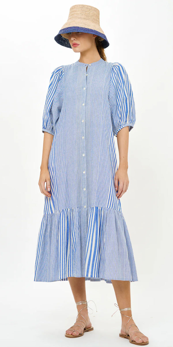 Oliphant Button Puff Midi Dress