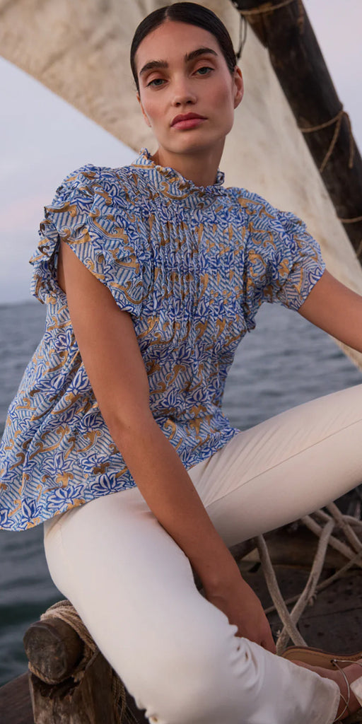 Oliphant Pintuck Ruffle Top