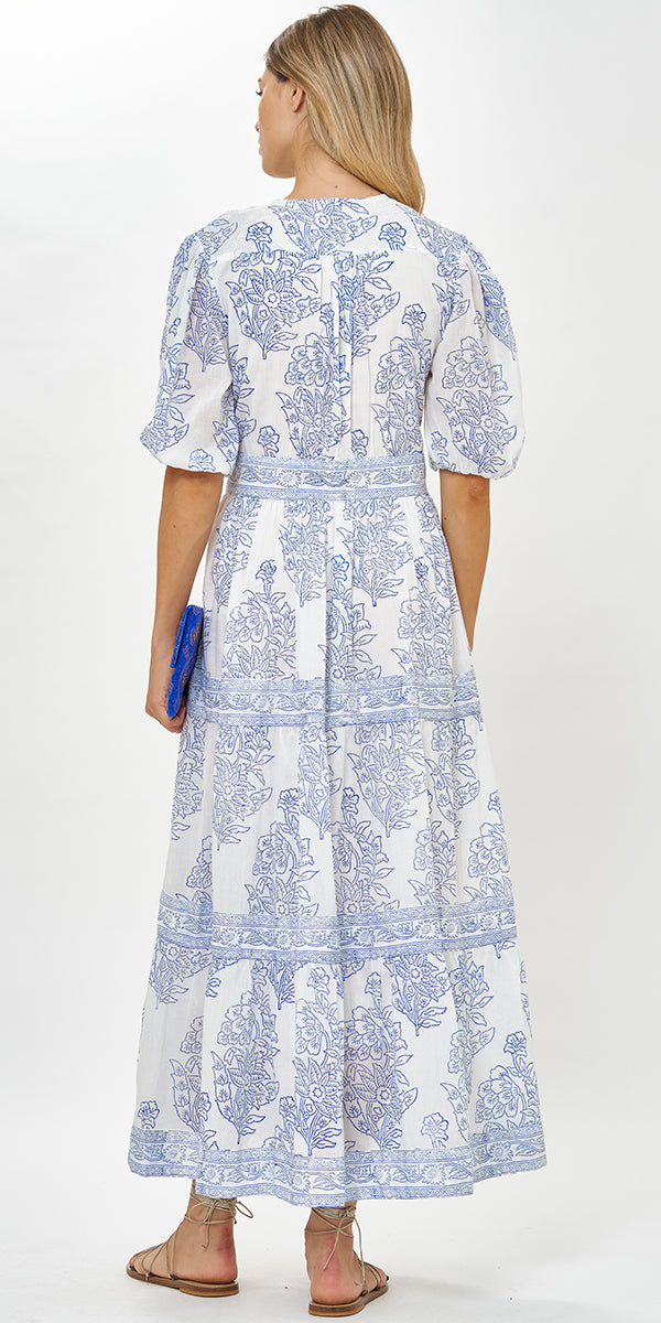 Oliphant V-Neck Puff Maxi Dress