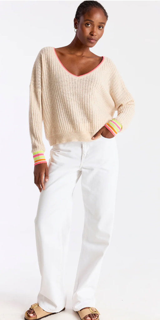 Brodie Striped Cuff Reversible Sweater