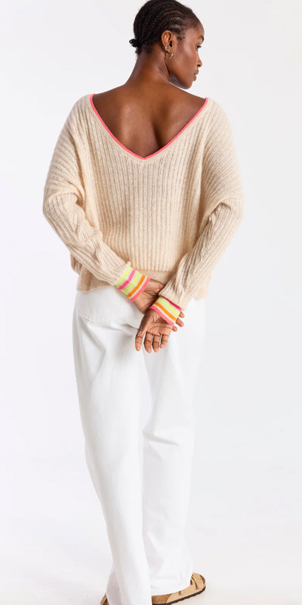 Brodie Striped Cuff Reversible Sweater