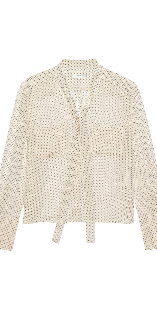 FRAME Polka Dot Modern Tie Blouse