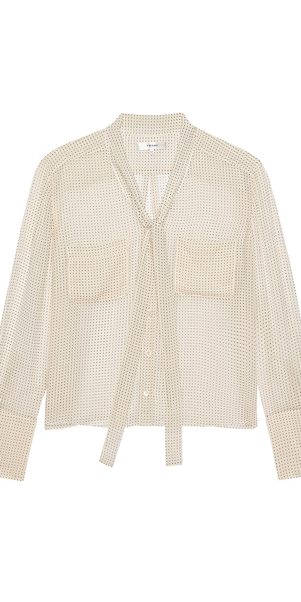 FRAME Polka Dot Modern Tie Blouse