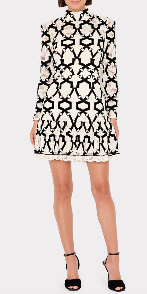 Milly Willa Velvet Flock Lace Dress