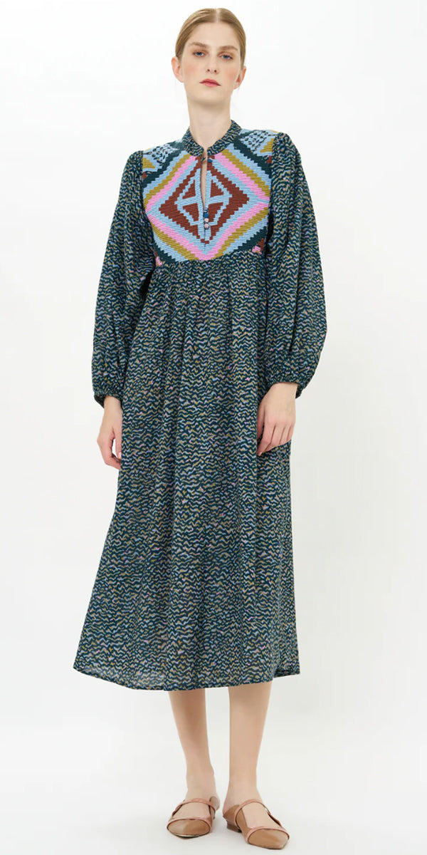 Oliphant Mandarin Midi Dress