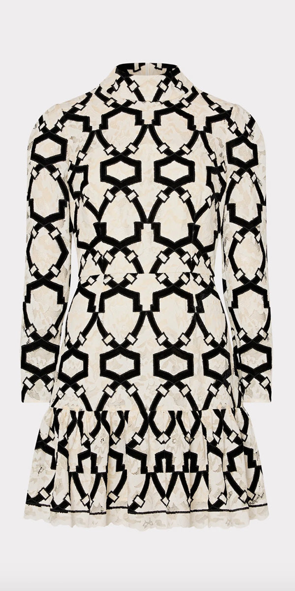 Milly Willa Velvet Flock Lace Dress