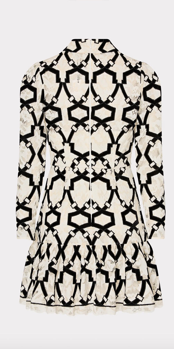 Milly Willa Velvet Flock Lace Dress
