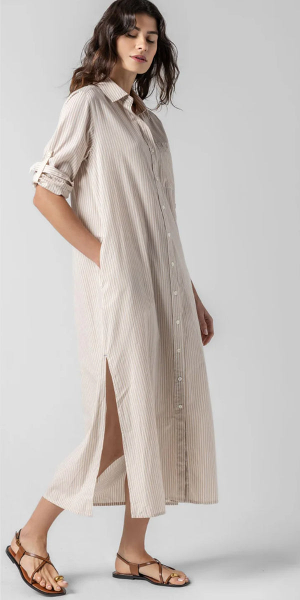 Lilla P Striped Maxi Shirtdress