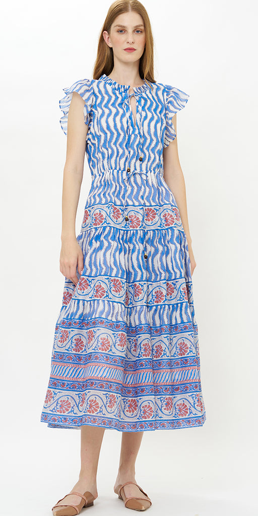 Oliphant Cinched Flirty Midi Dress