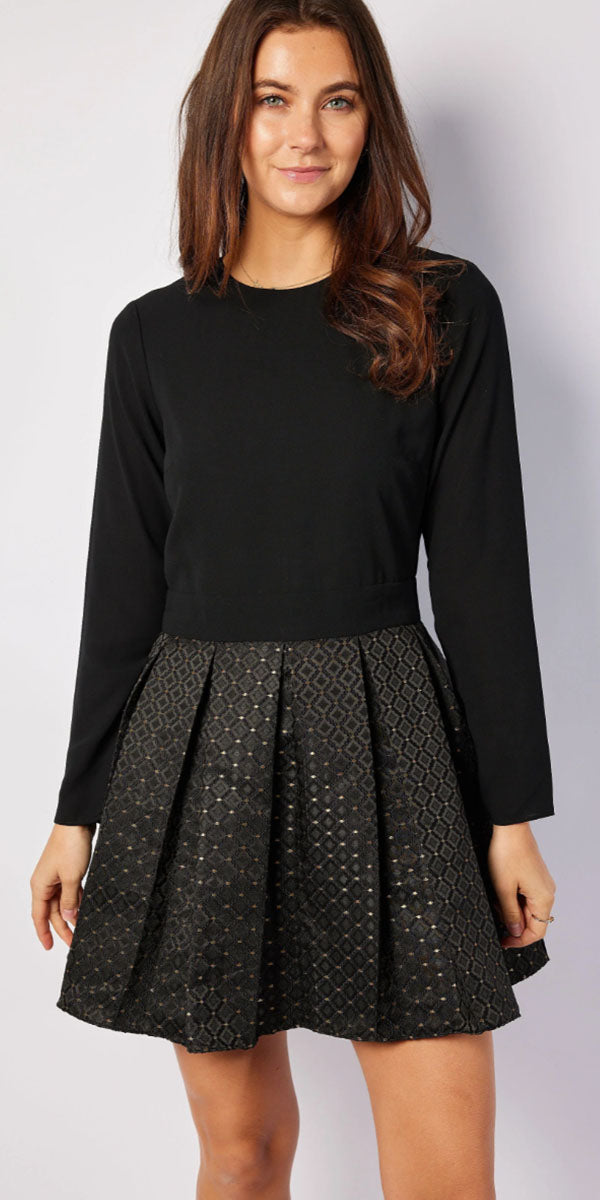 Sail To Sable Zip Back Pleat Dress