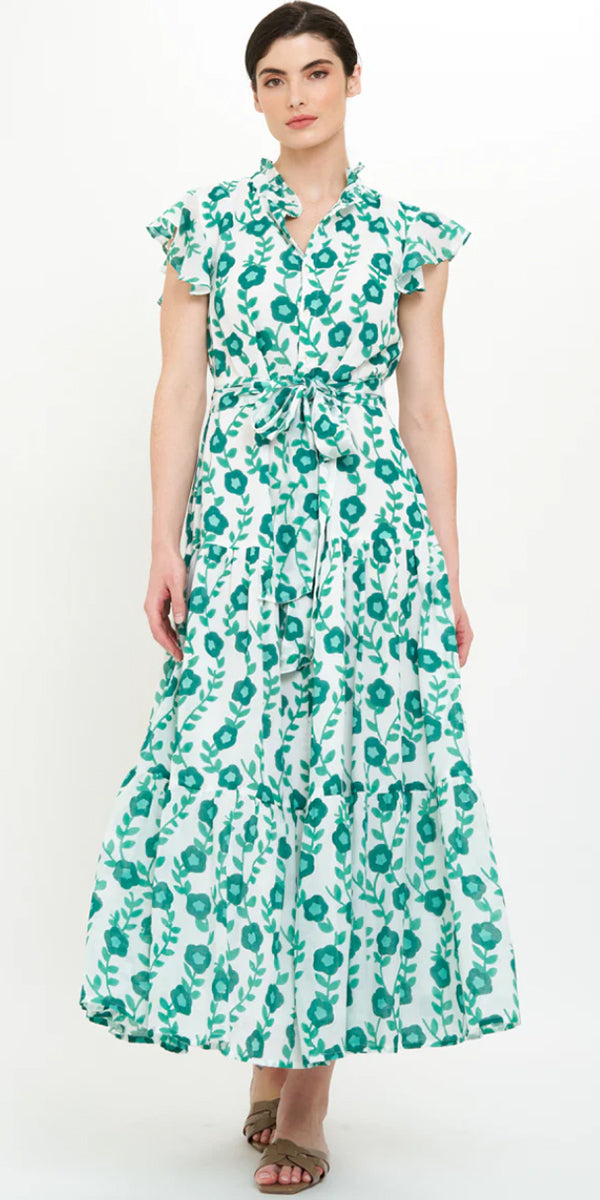 Oliphant Ruffle Collar Button Maxi Dress