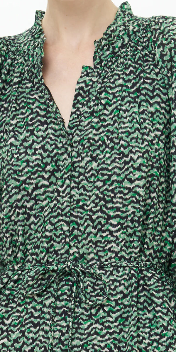 Oliphant Cuff Sleeve Tie Waist Maxi Dress