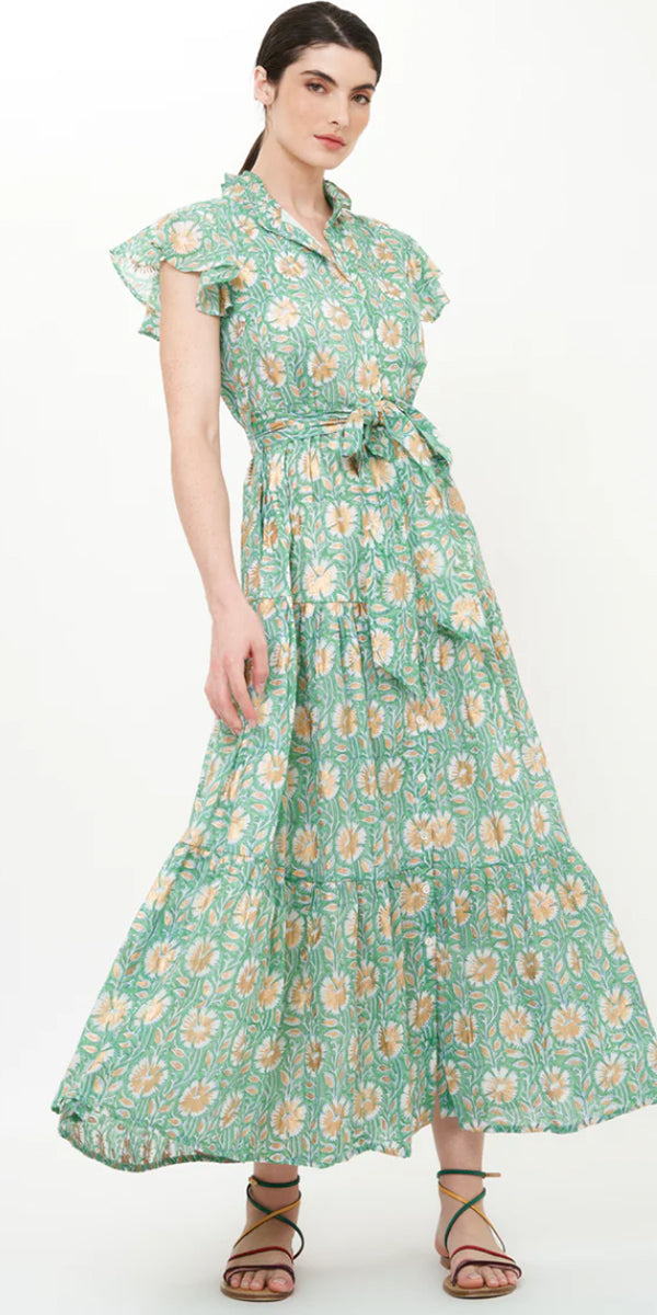 Oliphant Ruffle Collar Button Maxi Dress