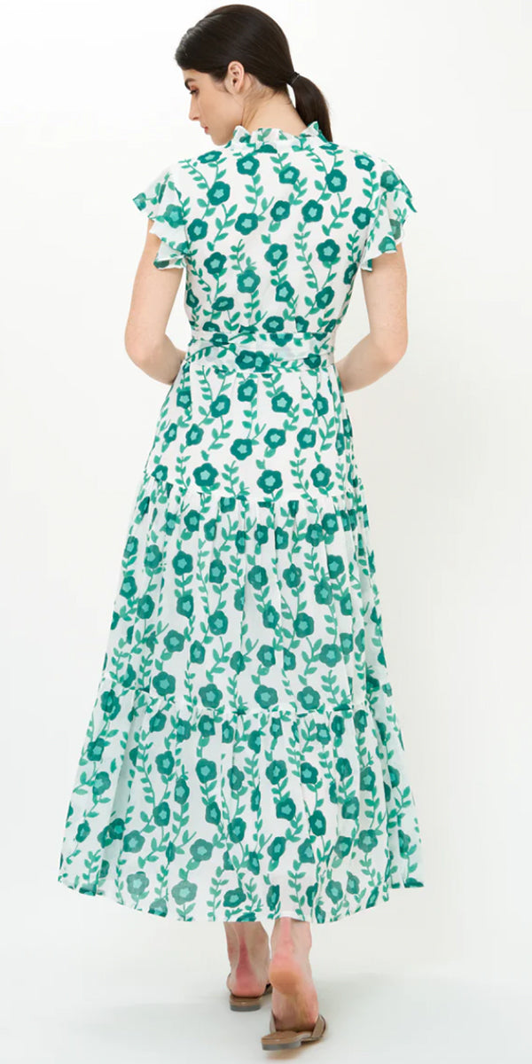 Oliphant Ruffle Collar Button Maxi Dress