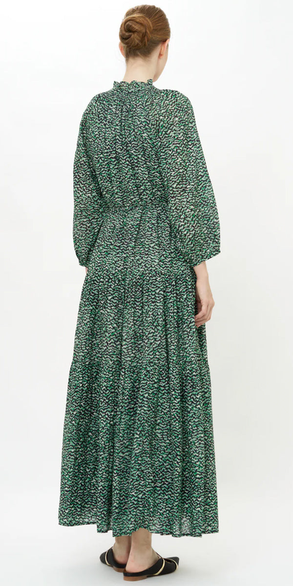 Oliphant Cuff Sleeve Tie Waist Maxi Dress
