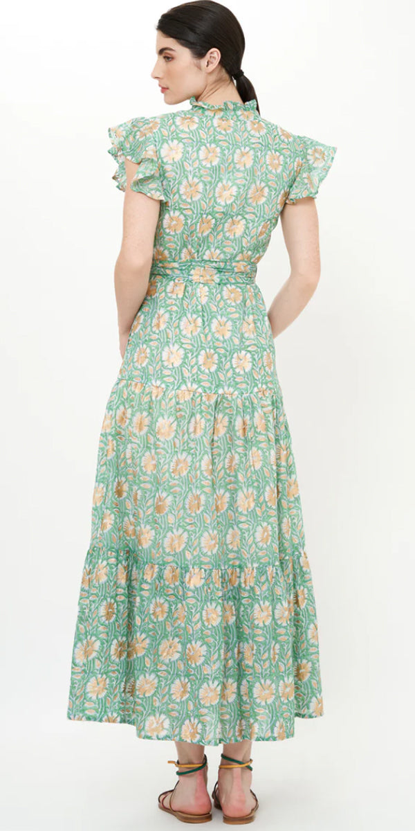 Oliphant Ruffle Collar Button Maxi Dress