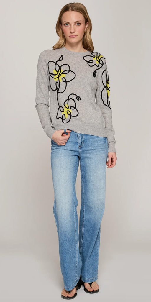 Autumn Cashmere Floral Applique Crew