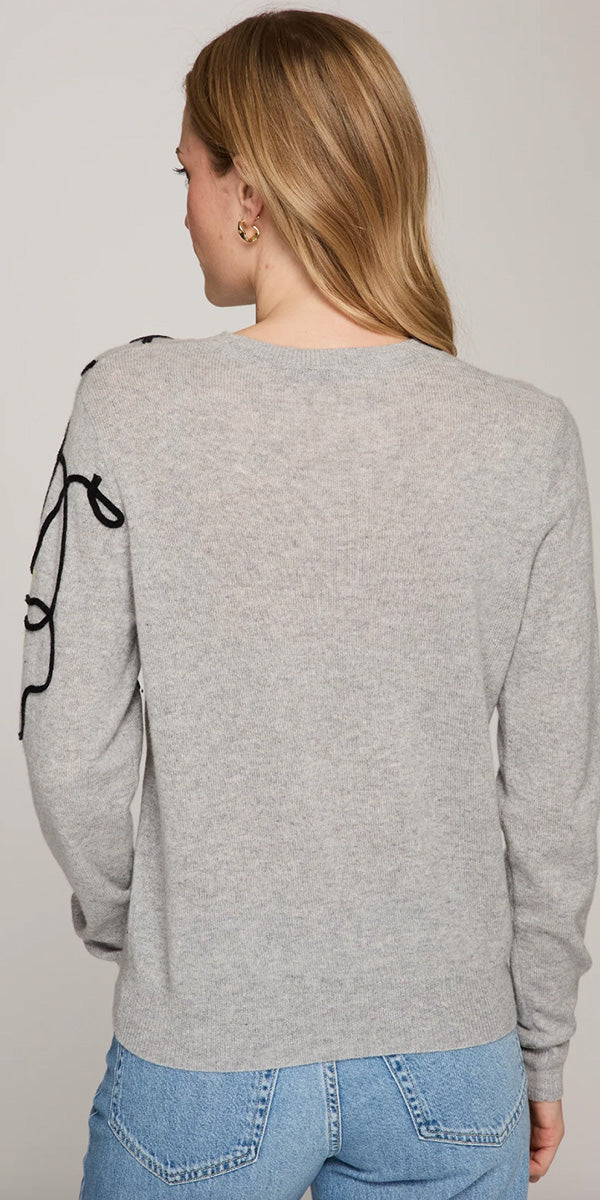 Autumn Cashmere Floral Applique Crew