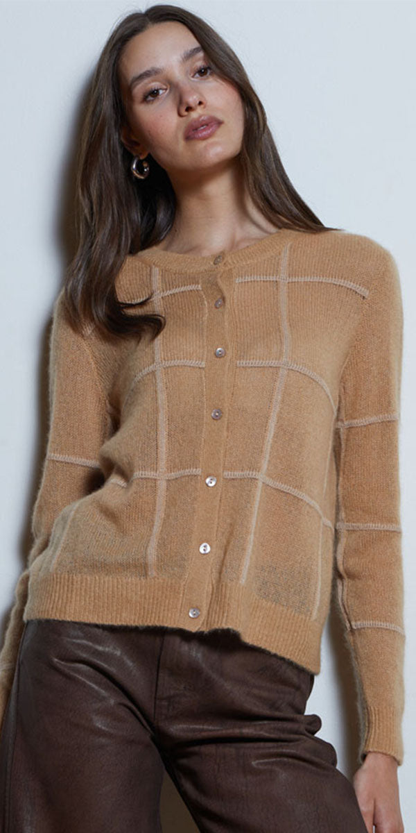 Autumn Cashmere Window Pane Cardigan