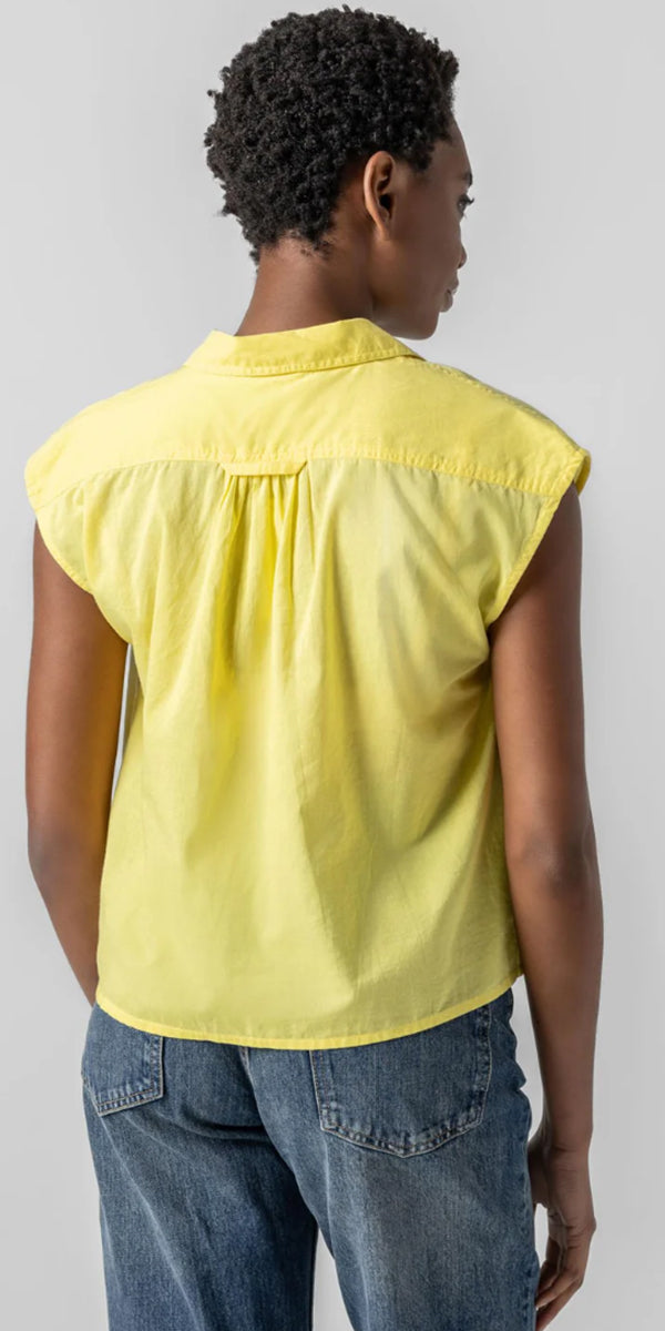 Lilla P SS Lemon Button Down Top