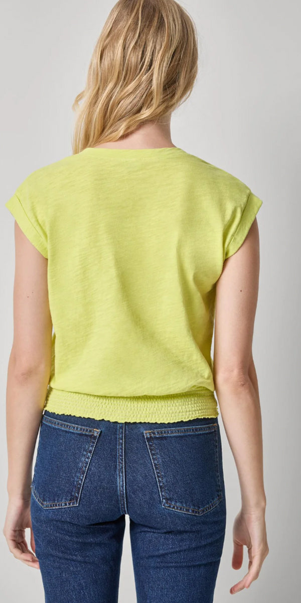 Lilla P Smocked Hem V-Neck Top