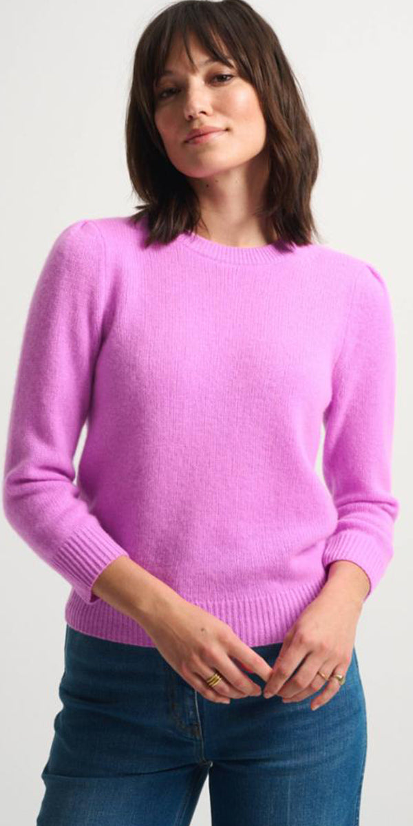 White + Warren Cashmere Puff Sleeve Crewneck Sweater