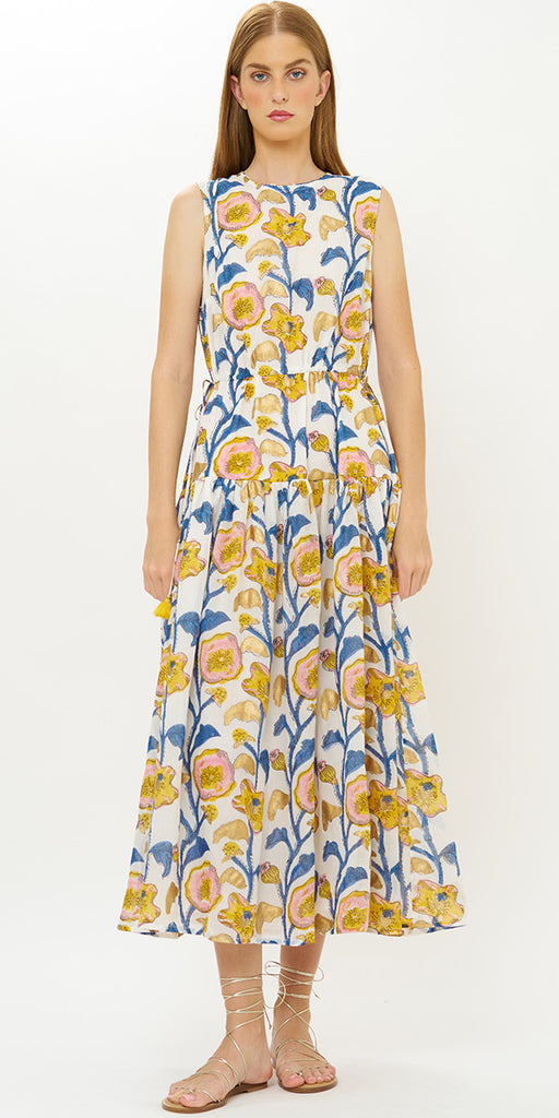 Oliphant Sleeveless Piped Maxi Dress