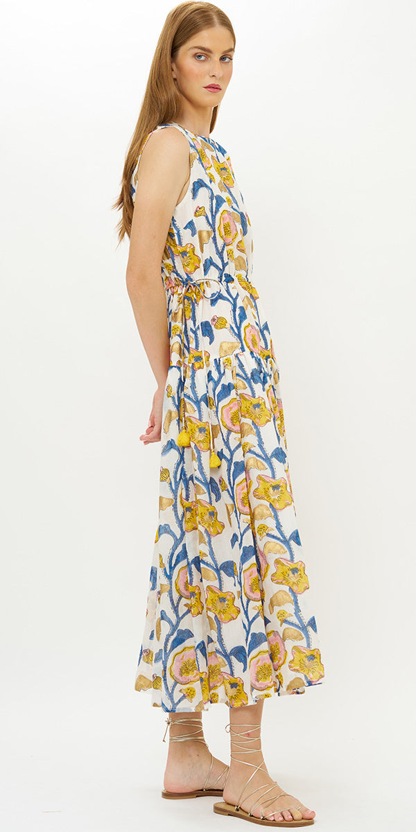 Oliphant Sleeveless Piped Maxi Dress