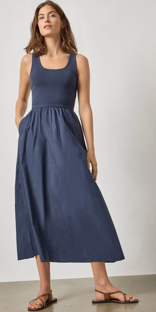 Lilla P Mixed Media Scoop Neck Dress