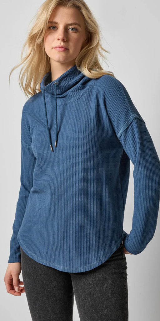 Lilla P Rounded Hem Mock Neck Top