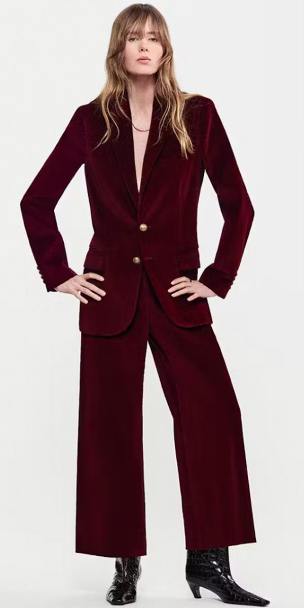 FRAME Cropped Velvet Wide Leg Pant