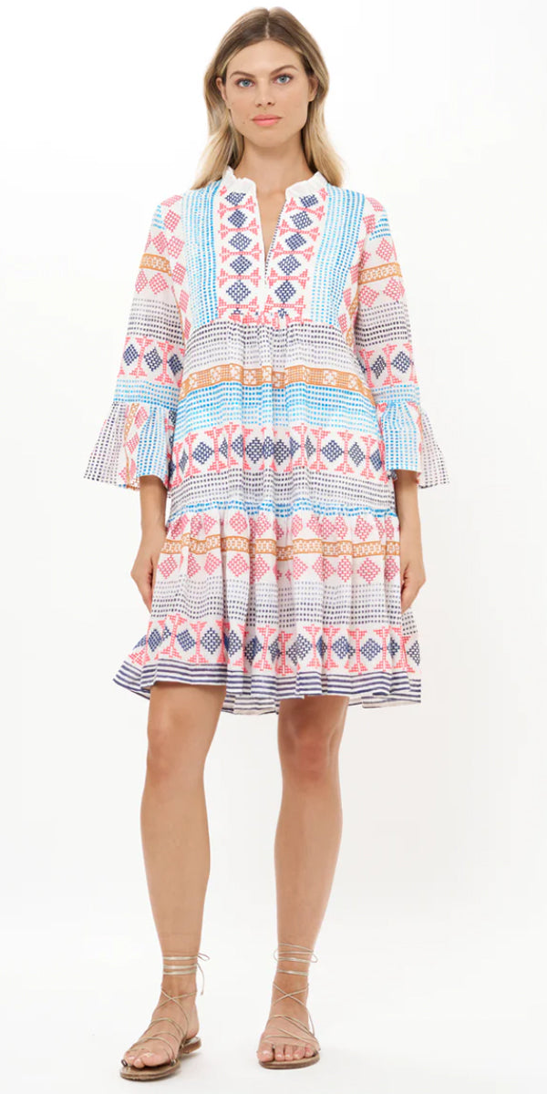 Oliphant Bell Sleeve Tiered Mini Dress