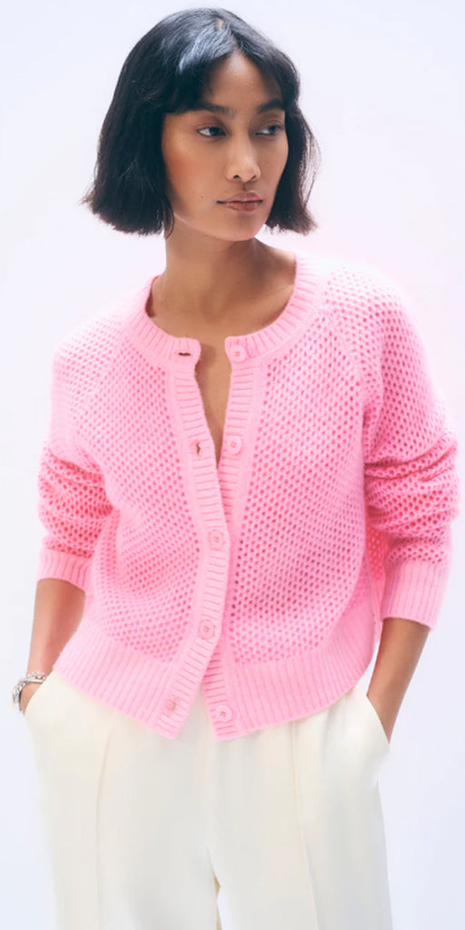 White + Warren Cashmere Mesh Cardigan