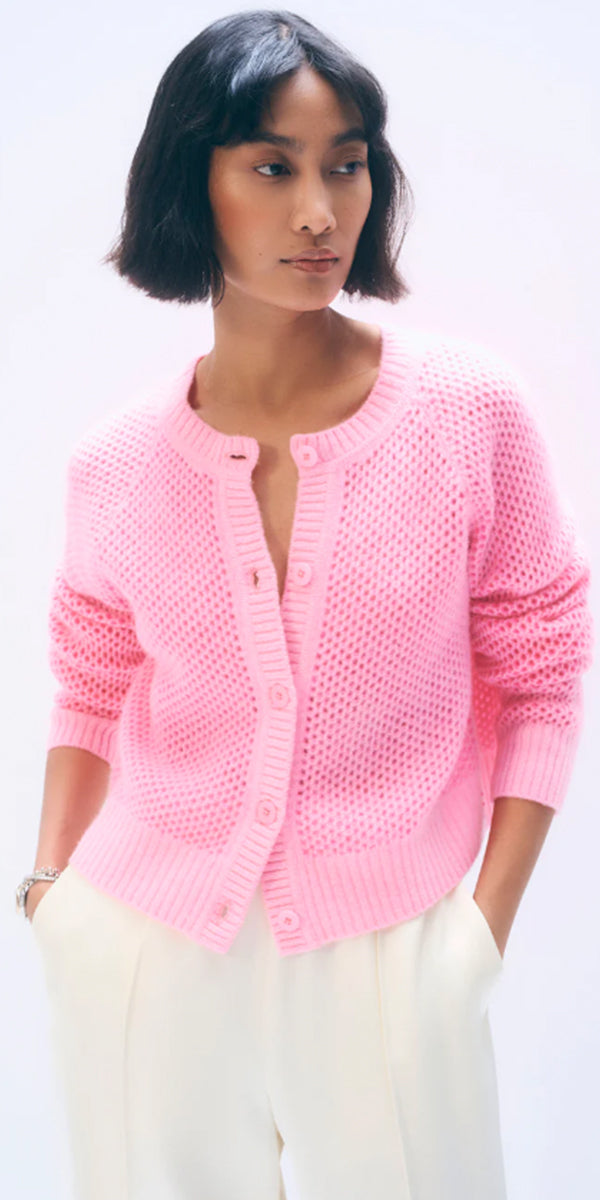 White + Warren Cashmere Mesh Cardigan