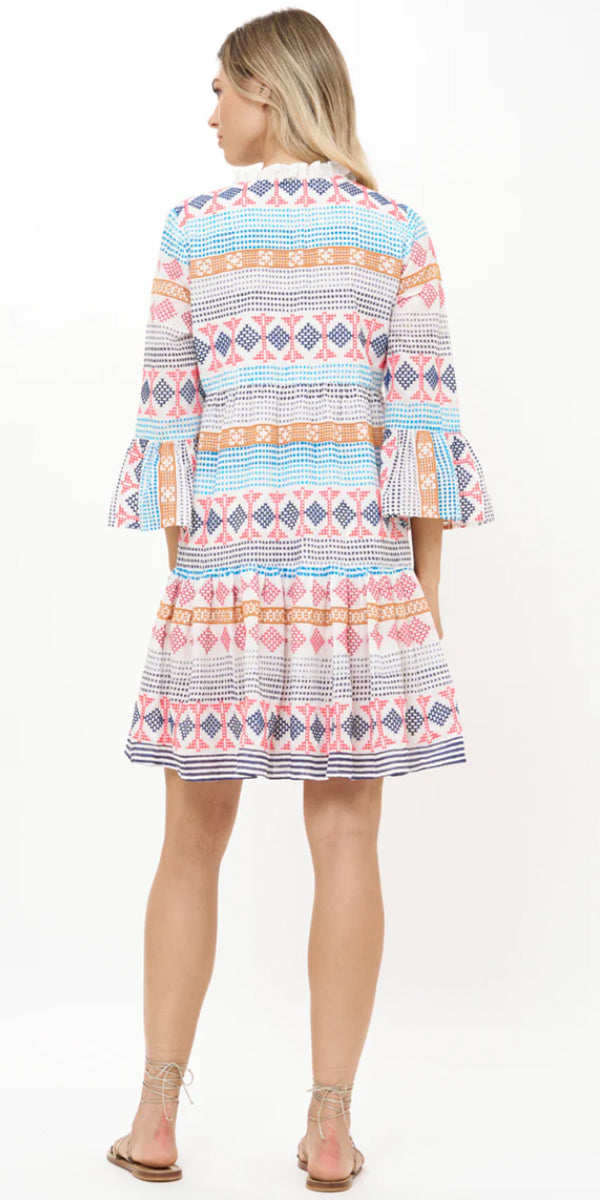 Oliphant Bell Sleeve Tiered Mini Dress