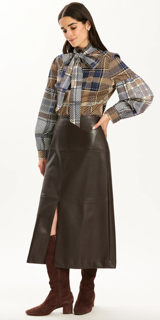 Tyler Boe Georgia Plaid Tie Blouse