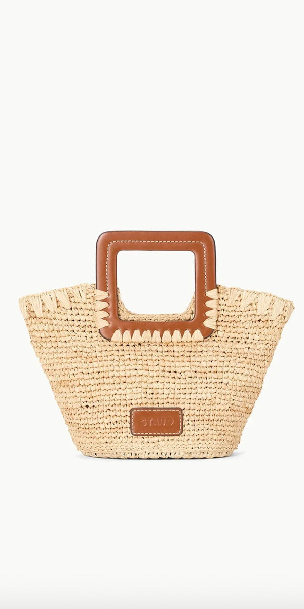 Staud Shirley Raffia Mini Bucket Bag